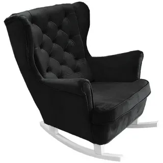 DomoHome Schaukelsessel, Schwarz, Holz, Echtholz,Buche, Rechteckig, 81x102x95 cm, Wohnzimmer, Sessel, Relaxsessel