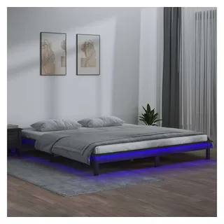 vidaXL Massivholzbett 140 x 190 cm Grau