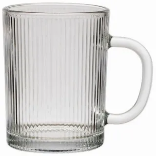 Zoha Glas 2er Set Riffle Cup Henkelglas - 360 ml Glas, Hitzebeständig, 2-tlg.