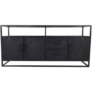 HSM Collection Sideboard Verona - 180x40x85 - Schwarz - Mangoholz/Eisen