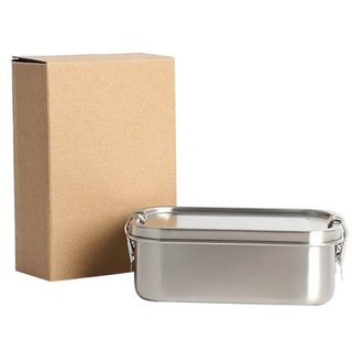 Intirilife Tragbare Edelstahl Lunchbox Aufbewahrungsbox in Silber mit 800ml Füllmenge - Zum Transportieren von Essen Snacks und mehr