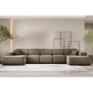 Wohnlandschaft Sofa U-Form CESINA XL in Stoff Opera Velvet Taupe - Taupe