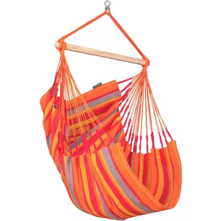 La Siesta Hängesessel Basic Outdoor, Gelb, Orange, Rot, Hellgrau, Holz, Textil, Bambus, 90x145x140 cm, wetterbeständig, UV-beständig, regenabweisend, Gartenmöbel, Hängesessel