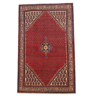 Borento Orientteppich Perserteppich Sarough 203 x 130 cm, rechteckig, Handgeknüpft rot