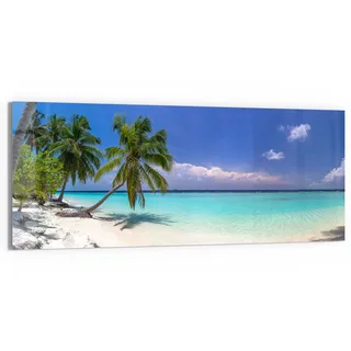 DEQORI Glasbild Echtglas | Motiv Paradiesischer Strand | horizontal einteilig 150x60 cm | schöne Dekoration | Wandbild für Wohnzimmer, Schlafzimmer, Flur & Küche | moderne Wanddeko