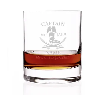 Herz & Heim® Rum Glas - Captain - mit Gratis Gravur des Namens u. Geburtsjahr