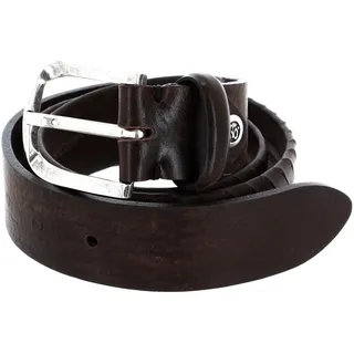 B.belt Vince Leder dunkelbraun/silber 110 cm