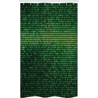 ABAKUHAUS Grün Schmaler Duschvorhang, Digitales Mosaik Pixel Grid, Badezimmer Deko Set aus Stoff mit Haken, 120 x 180 cm, Grün