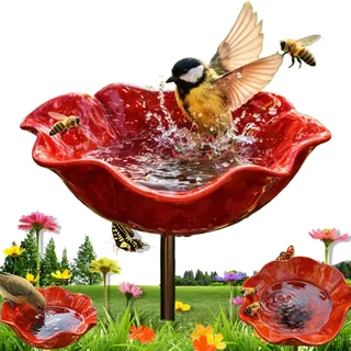 Metall Blumen Gartenstecker Vogeltränke, Blume Bienentränke Für Den Garten, Handmade Metal Flower Garden Stake Bird Bath, Insektentränke Gartens Für Bienens Schmetterlingstränke (1 Stück)