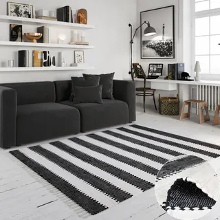 OTTO home Benja Handwebteppich 160 x 230 cm Schwarz/Weiß