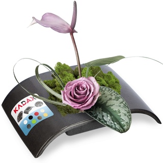 KADAX Ikebana aus Kunststoff, Ikebana Vase, Blumentopf, Blumenschale, Japanischer Blumenhalter für Sonnenblumen, Ikebana-Blumenvase, Blumengestecke (L: 19,2 cm, Grafit)