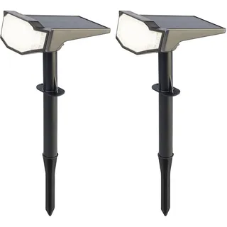 2er-Set High-Power-Solar-LED-Gartenspots, 650 lm, IP65, tageslichtweiß