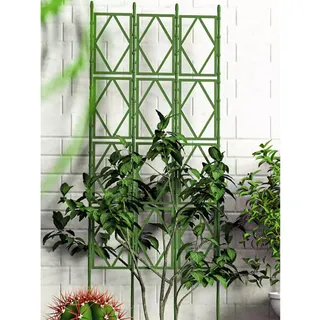 Rose Rankgitter Metall 3er Set,PP Resin Plastic Faltbares Design Hoch 220cm Rankhilfe Pergola für Rasen/Hinterhof/Terrasse Kletterrosenpflanzen Garten Decoration,Black-180 * 60cm(71 * 24in)