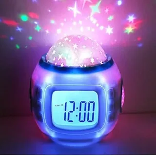 EHOTER 3-in-1 LED Sternenhimmel Projektor Wecker mit Musik Sternenhimmel Nachtlicht Projektor Reise Uhr Batteriebetriebene Nachttischlampe Schlafzimmer Home Dekoration Desktop Ornament Geschenk