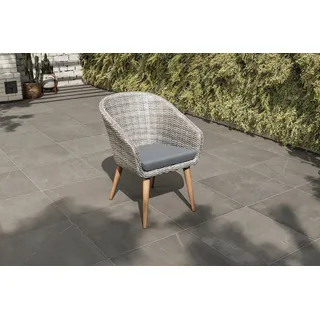 OUTFLEXX Kota Cocktail-Sessel, grau-meliert, Akazie/Polyrattan, 60x65x84 cm, inkl. Auflage, FSC®-zertifiziertes Produkt