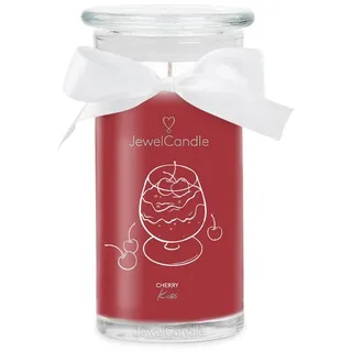 Juwelkerze Duftkerze Duftkerze Cherry Kiss - 400g (Schmuck) (1-tlg), Brenndauer 80 Stunden, Duftkerze Fruchtig, Süß rot