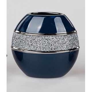 Small-Preis Dekovase Vase Tischvase Nachtblau und Silber glänzend in 6 Größen wählbar blau|silberfarben 21 cm
