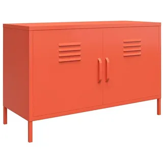 loft24 Sideboard Cache, Spint Schrank, 2 Türen, Metall, Retro Design, Breite 100 cm orange