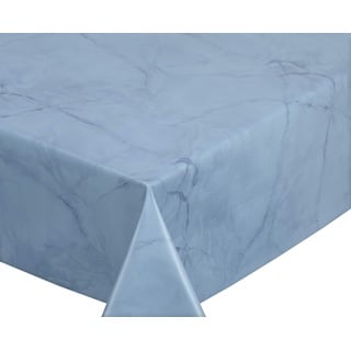 Wachstuchtischdecke abwischbar, OVAL RUND ECKIG, fleckenabweisende Gartentischdecke Marmorstein, zuschneidbare Wachstuch Tischdecke (Eckig 140x260 cm, Hellblau)