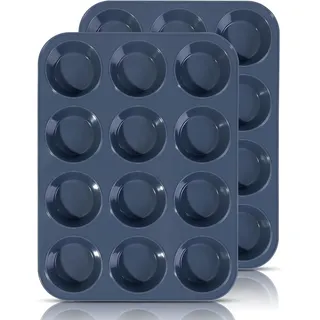 SUPER KITCHEN 2 Stück Große Muffinform Aus Silikon Für 12 Muffins, Antihaft Muff