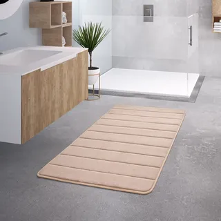 TT Home Badezimmer Badematte Duschmatte rutschfest Waschbar Memory Schaum Stein Muster, Farbe:Beige, Größe:50x80 cm