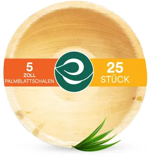 ECO SOUL Einweg-schalen, 5"(7oz) 210ml Bambusschalen, 25Pack | 100% natürliches Bambus, Extra stabil für heiße & kalte Speisen, Fett & schnittfest, Kompostierbare Alternative zu Plast