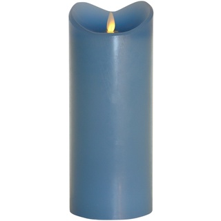 Tronje LED Echtwachskerze mit Timer - 23 cm Kerze Hellblau mit beweglicher Flamme