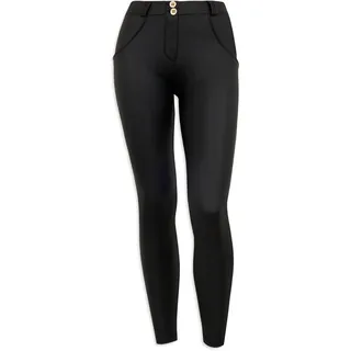 Freddy Damen Wrup Kunstleder-Mid Rise-Volle Länge-Schwarz Leggings, XL - XL
