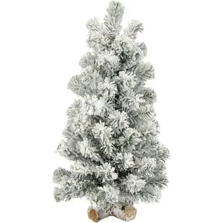 I.GE.A. Dekobaum Weihnachtsdeko, Weihnachtsbaum (1 St), Tannenbaum auf Holzfuß mit Kunstschnee 60 cm grün|weiß