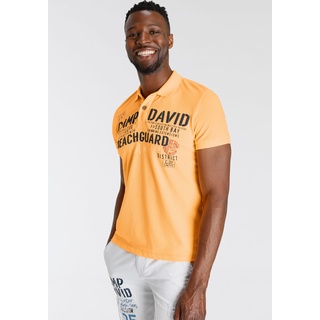 Poloshirt CAMP DAVID Gr. S, orange (sunrise neon) Herren Shirts Kurzarm in hochwertiger Piqué-Qualität