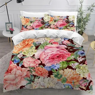 ARiXIaNg Kinder Bettwäsche Blumen 135x200 cm Erwachsene Bettbezüge 3teilig mit Reißverschluss und 2 Kissenbezüge Romantisch Bunt Bettwaren Kuschelig Mikrofaser Bettwäsche-Set