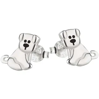 schmuck23 Paar Ohrstecker Ohrringe Hund Welpe 925 Silber Kinderohrringe Mädchen Damen, Kinderschmuck Mädchen Geschenk echte Silberohrringe silberfarben
