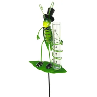 itsisa Regenmesser Gartenstecker Grashüpfer H:90 cm aus Metall - Deko Niederschlagsmesser Insekten Garten, Gartenteich, Gartendeko, Metalldeko