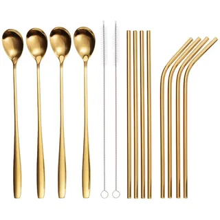 Gräwe Trinkhalm-Set 14-tlg., Edelstahl, gold