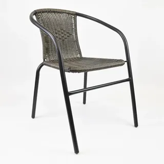 Bistrostuhl - Farbe Dunkelgrau - Stapelstuhl Balkonstuhl Poly-Rattan Gartenstuhl