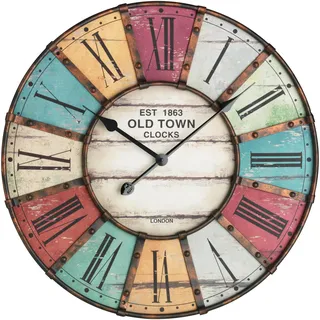 TFA Wanduhr 60.3021 cyan/elfenbein/rot/gelb