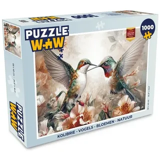 MuchoWow Puzzle Kolibri - Vögel - Blumen - Natur, 1000 Puzzleteile, Foto-Puzzle, Bilderrätsel, Puzzlespiele, Klassisch 48 cm x 68 cm x 2 cm | Querformat