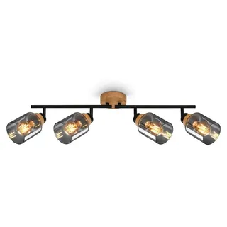 Briloner Spotlight 4xE27 schwarz/Glas/Holz