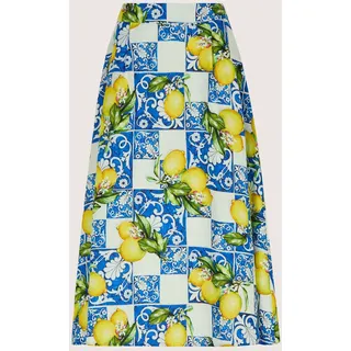 Madeleine Faltenrock Damen Zitronen-Design Blau 40