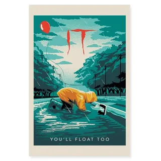Spreadshirt ES Horrorfilm Georgie Spruch You’ll Float Too Poster 40x60 cm, One size, Weiß - Weiß
