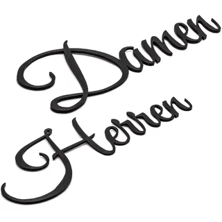 Damen & Herren Türschild Set Schriftzug Toilettenschild Selbstklebend Schwarz