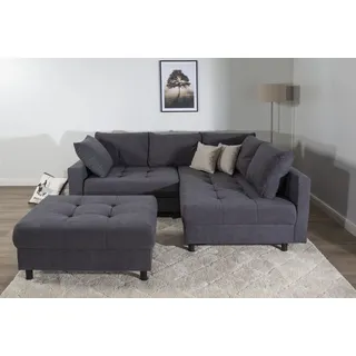 Ecksofa COLLECTION AB "Toni L-Form, B: 215 cm, XXL-Liegefläche 178x190 cm mit Hocker", grau (anthrazit), B:215cm H:44cm T:184cm, 100%Polyester, Sofas, Ecksofa, Set: Sofa & Hocker, 2 Zierkissen, Federkern, frei stellbar, Topseller