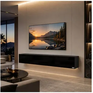 Makika TV Lowboard 30 cm Schwarz Hochglanz Holz, Kunststoff, Metall, MDF