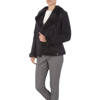 Comma Outdoorjacke COMMA CASUAL IDENTITY Jacke moderne Damen Outdoor-Jacke Freizeit-Jacke in Shearling-Optik Schwarz schwarz