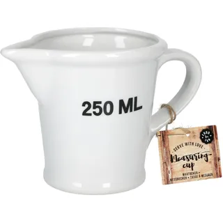 MamboCat Messbecher Porzellan 250 ml mit Henkel I Küchenmaß Backzubehör I Mess Kanne mit Schnabel I kleines Litermaß nostalgisch I Mess Behälter mit Skala I Dosierhilfe für Zucker & Co. in Weiss