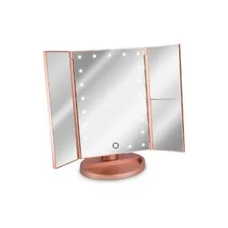 Taschenspiegel Led-kosmetikspiegel, Faltbarer Standspiegel – Beleuchteter Schminkspiegel, 2-facher Schminkspiegel, 3-facher Vergrößerungsspiegel – In Roségold Denuotop – Crezuo