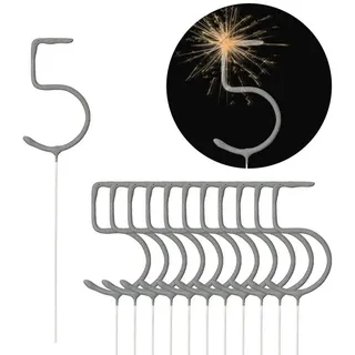CEPEWA Geburtstagskerze Wunderkerze Zahl Fünf 12er Set Brenndauer 40-45 sek. Sternsprüher