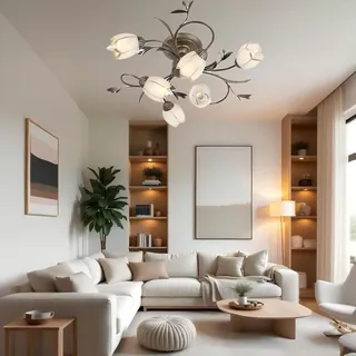 RuiRfh Retro Deckenleuchte antike Deckenlampe aus Eisen für das Wohnzimmer blumenförmiger Lampenschirm aus Milchglas Deckenbeleuchtung im Landhausstil geeignet für Küche Schlafzimmer Badezimmer Eingan