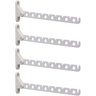 PRIOstahl Kleiderlüfter 310mm Weiß 4er Set Klappbar - Kleiderhaken Garderobenhaken Wandmontage 5kg Tragkraft Kleiderständer Abhängträger Stahl-Kunststoff Platzsparend