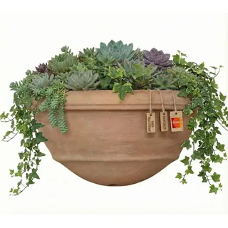 Teramico Blumentopf Pflanzgefäß für die Wand Vaso a Muro Terracotta FROSTFEST -QUALITÄTSWARE- -Italienisches Terracotta- Ideal für den Außenbereich für Garten, Balkon und Terrasse (41cm)